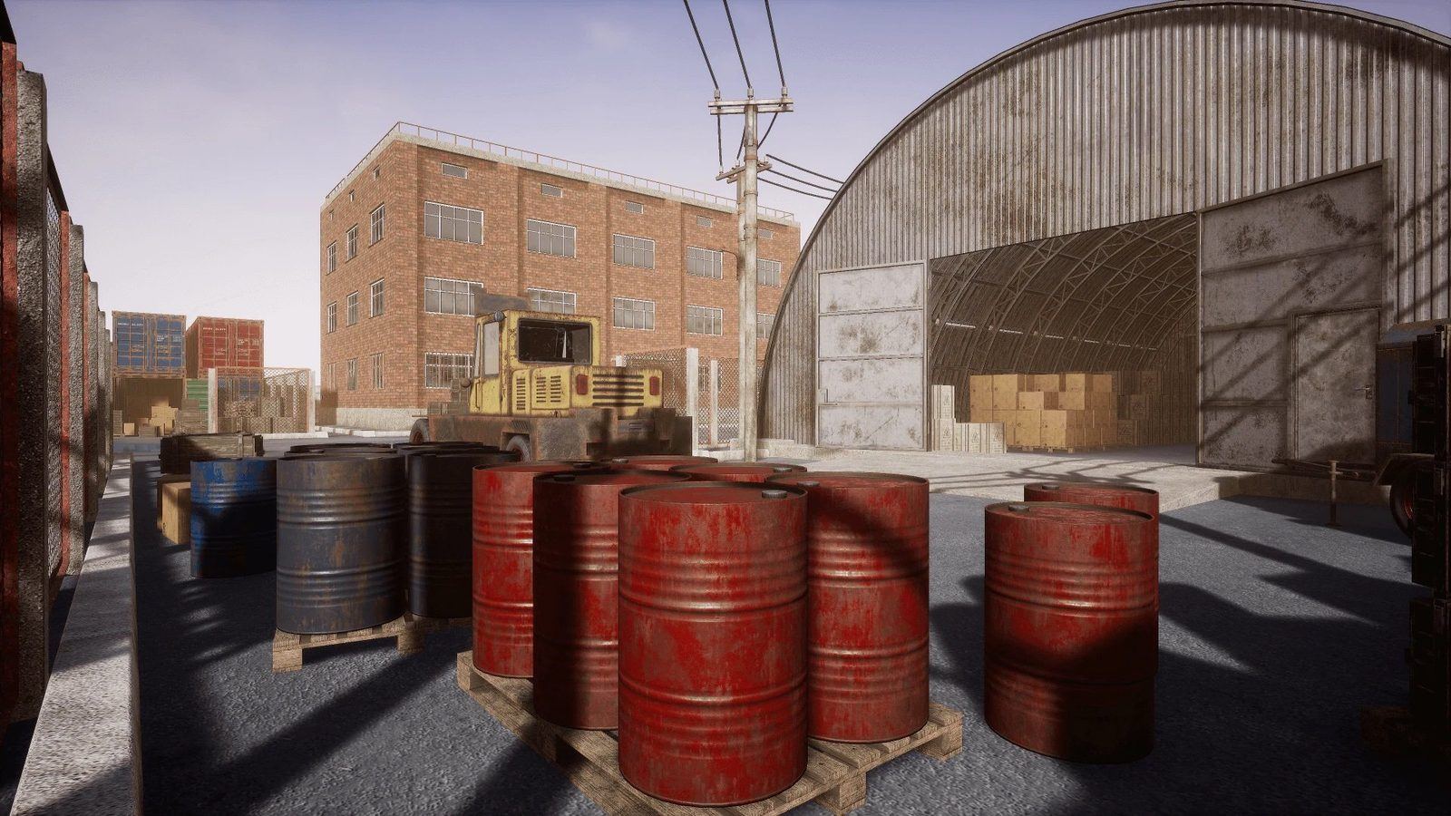 Industrial Zone virtual production standing set — angle 3 on the L.A. & ABQ Castle Studios stage