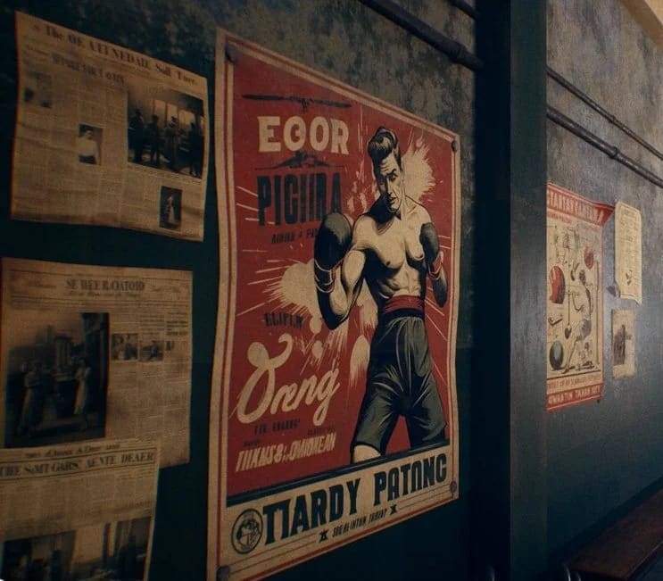Iron Legacy Boxing Gym virtual production standing set — angle 6 on the L.A. & ABQ Castle Studios stage
