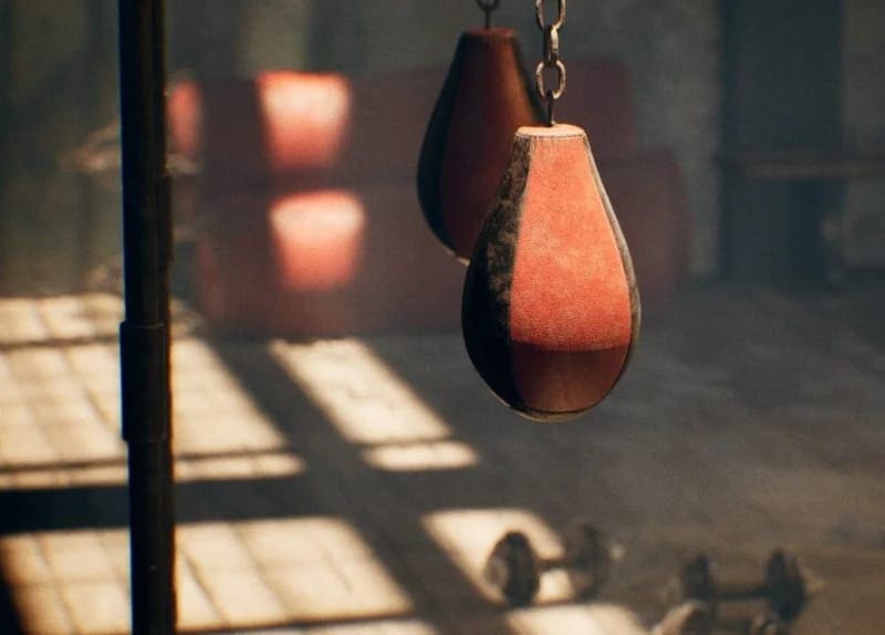 Iron Legacy Boxing Gym virtual production standing set — angle 8 on the L.A. & ABQ Castle Studios stage