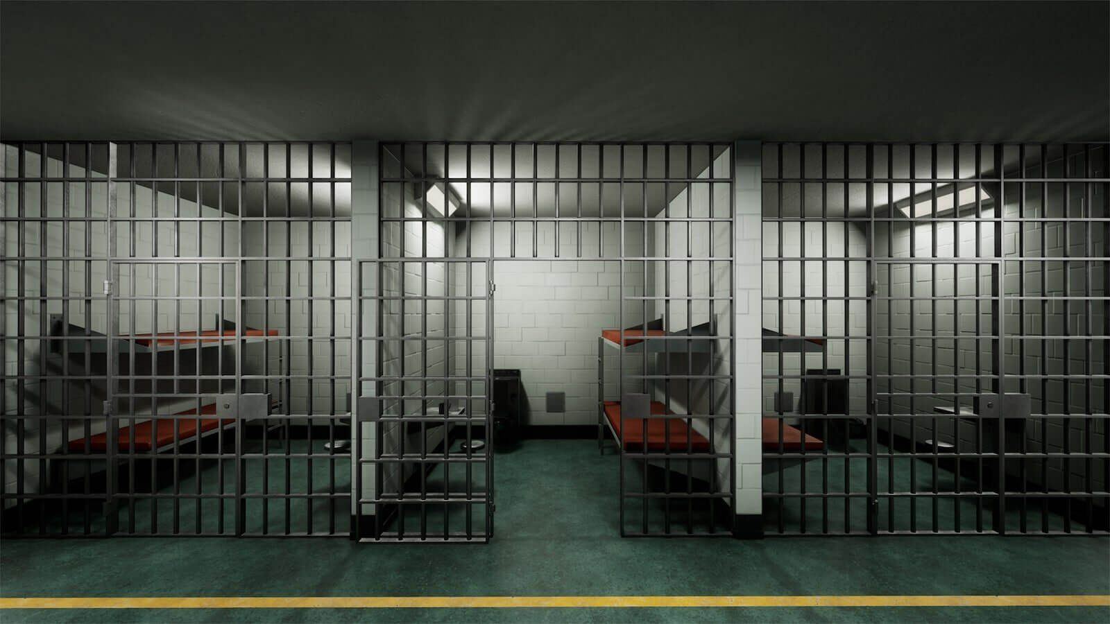 Jail virtual production standing set — angle 3 on the L.A. & ABQ Castle Studios stage