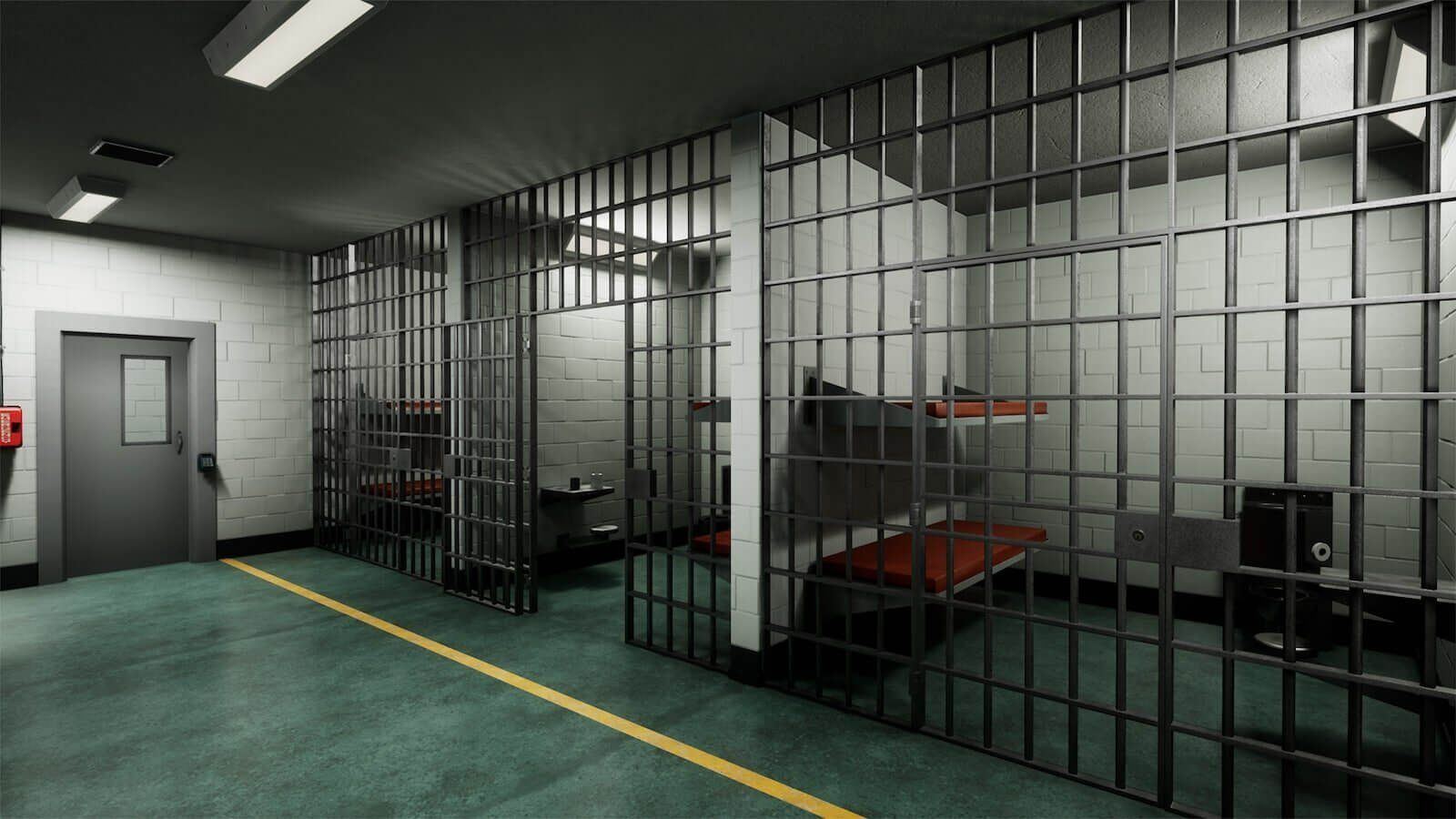 Jail virtual production standing set — angle 4 on the L.A. & ABQ Castle Studios stage