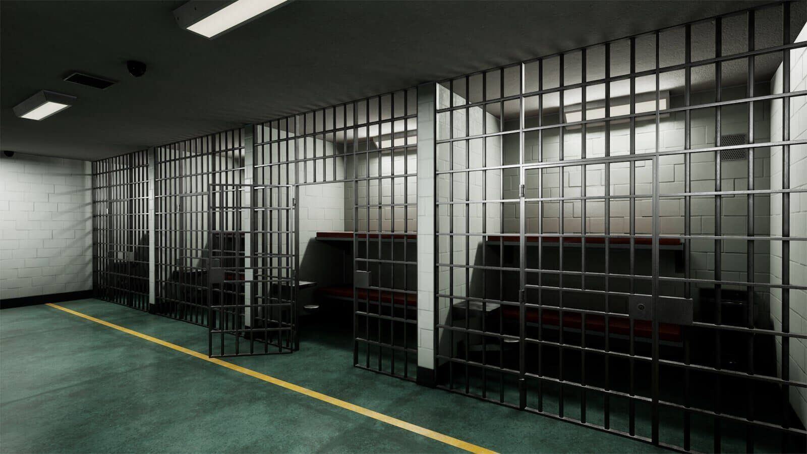 Jail virtual production standing set — angle 8 on the L.A. & ABQ Castle Studios stage