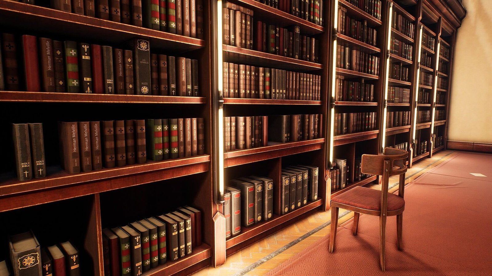 Library virtual production standing set — angle 2 on the L.A. & ABQ Castle Studios stage