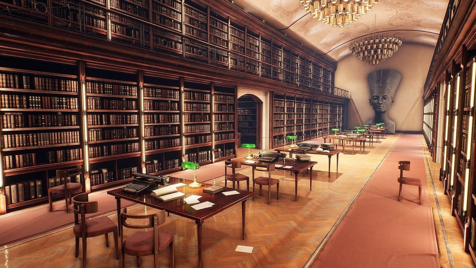 Library virtual production standing set — angle 19 on the L.A. & ABQ Castle Studios stage
