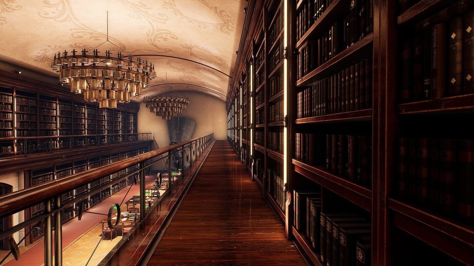 Library virtual production standing set — angle 21 on the L.A. & ABQ Castle Studios stage