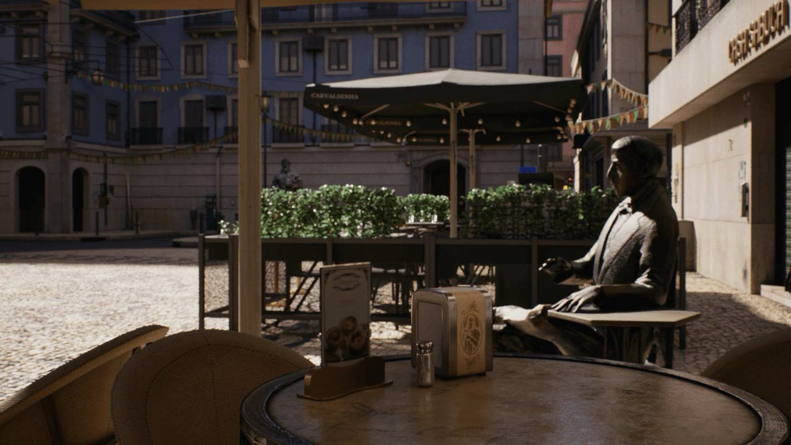 Lisbon Square virtual production standing set — angle 7 on the L.A. & ABQ Castle Studios stage