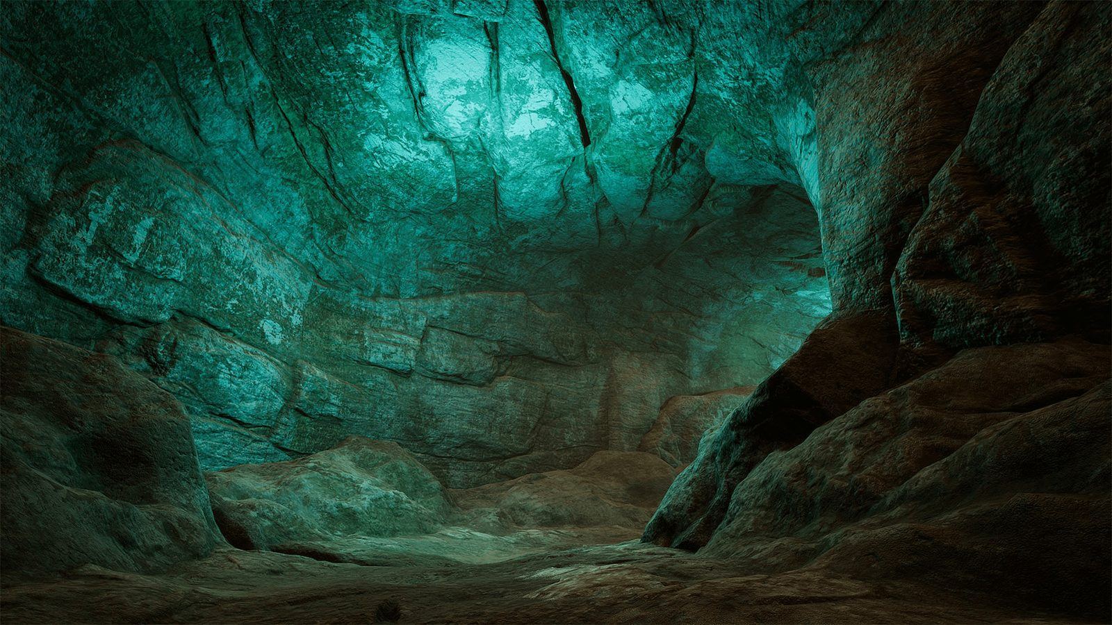 Lost Temple Cave virtual production standing set — angle 8 on the L.A. & ABQ Castle Studios stage
