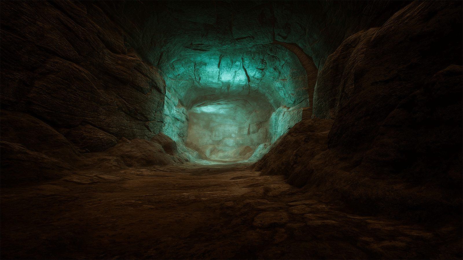 Lost Temple Cave virtual production standing set — angle 9 on the L.A. & ABQ Castle Studios stage