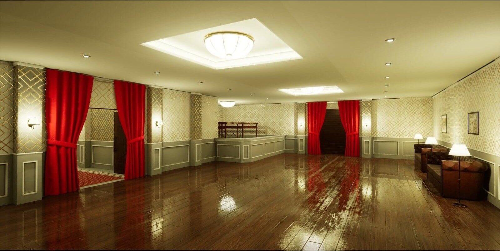 Lounge and Club virtual production standing set — angle 10 on the L.A. & ABQ Castle Studios stage