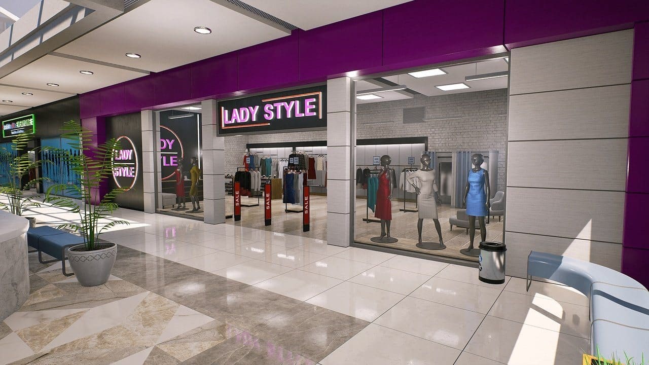 Mall virtual production standing set — angle 13 on the L.A. & ABQ Castle Studios stage