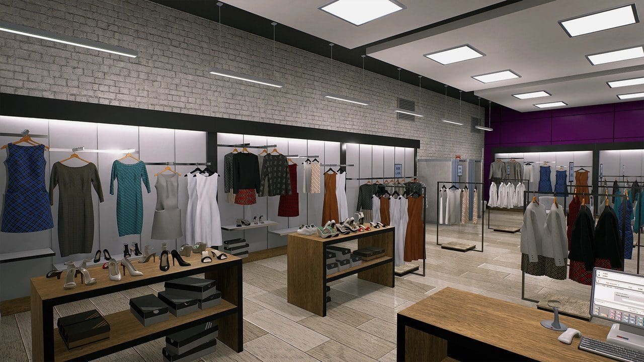 Mall virtual production standing set — angle 5 on the L.A. & ABQ Castle Studios stage