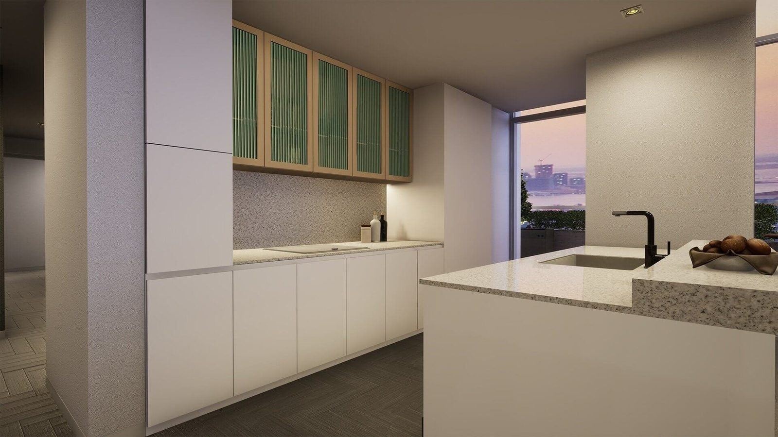 Manhattan Penthouse virtual production standing set — angle 12 on the L.A. & ABQ Castle Studios stage