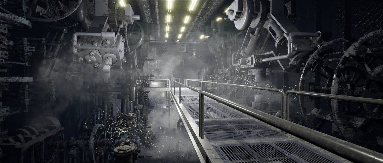 Mechanical Walkway virtual production standing set — angle 9 on the L.A. & ABQ Castle Studios stage