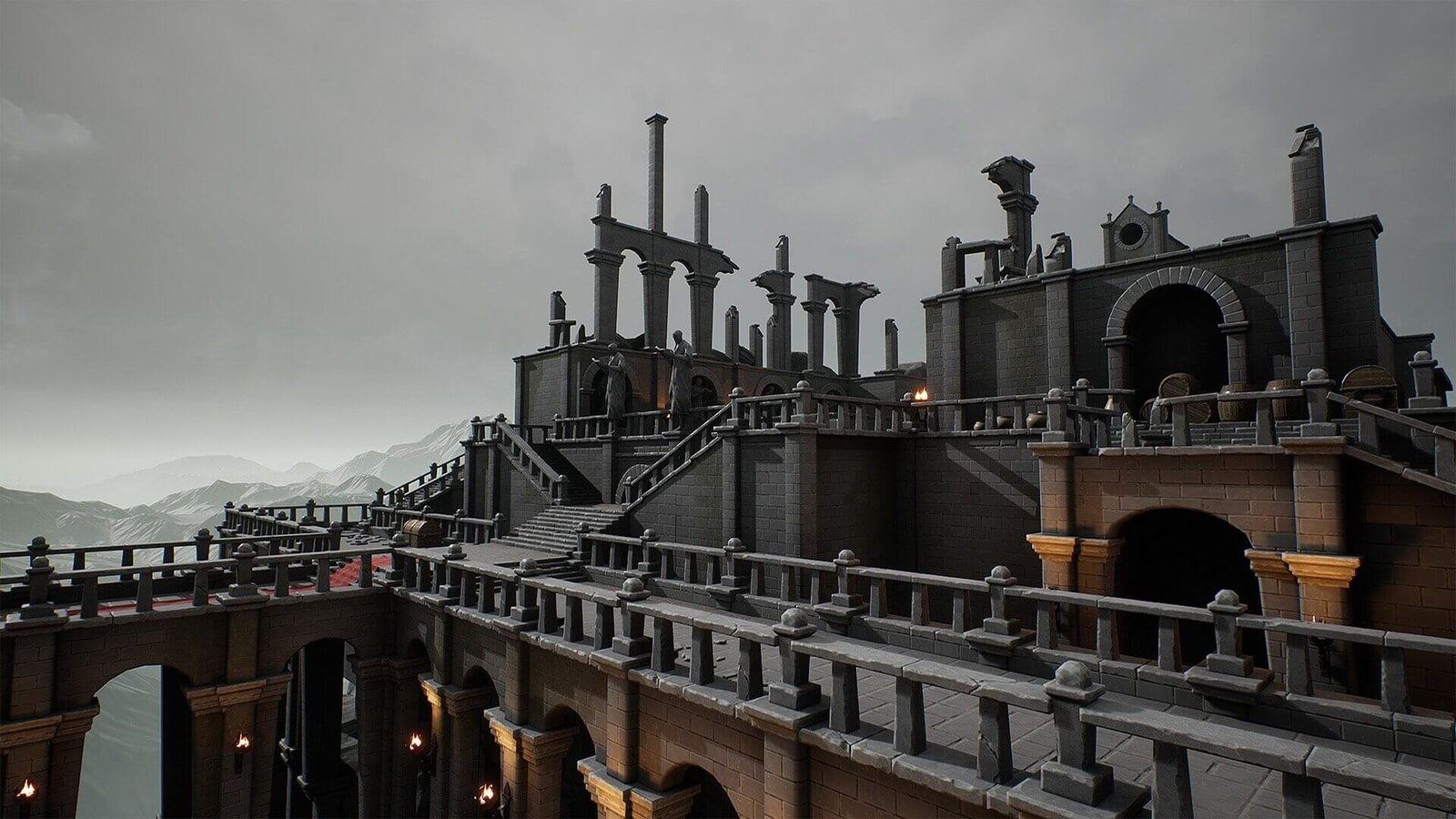 Medieval Castle virtual production standing set — angle 2 on the L.A. & ABQ Castle Studios stage
