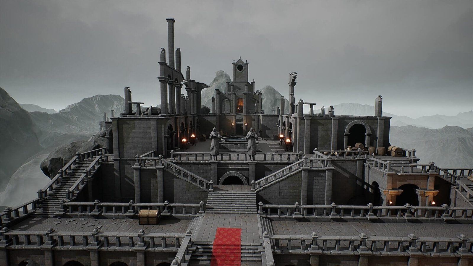 Medieval Castle virtual production standing set — angle 5 on the L.A. & ABQ Castle Studios stage