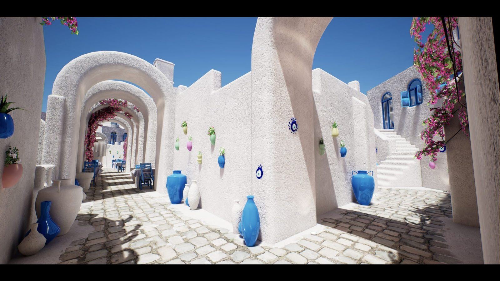 Mediterranean virtual production standing set — angle 7 on the L.A. & ABQ Castle Studios stage