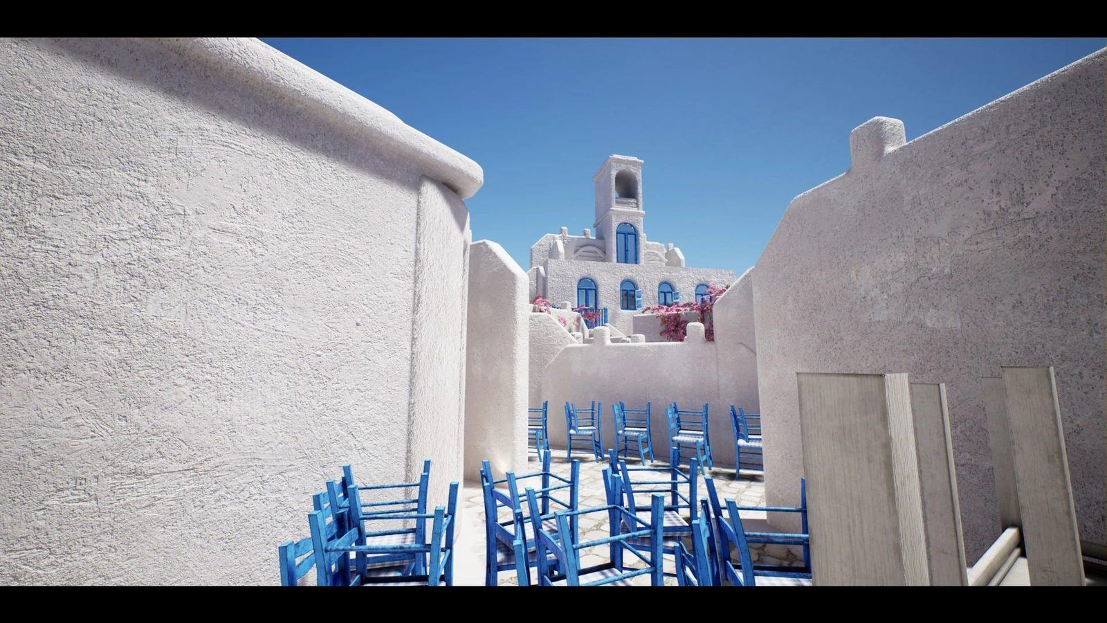 Mediterranean virtual production standing set — angle 8 on the L.A. & ABQ Castle Studios stage