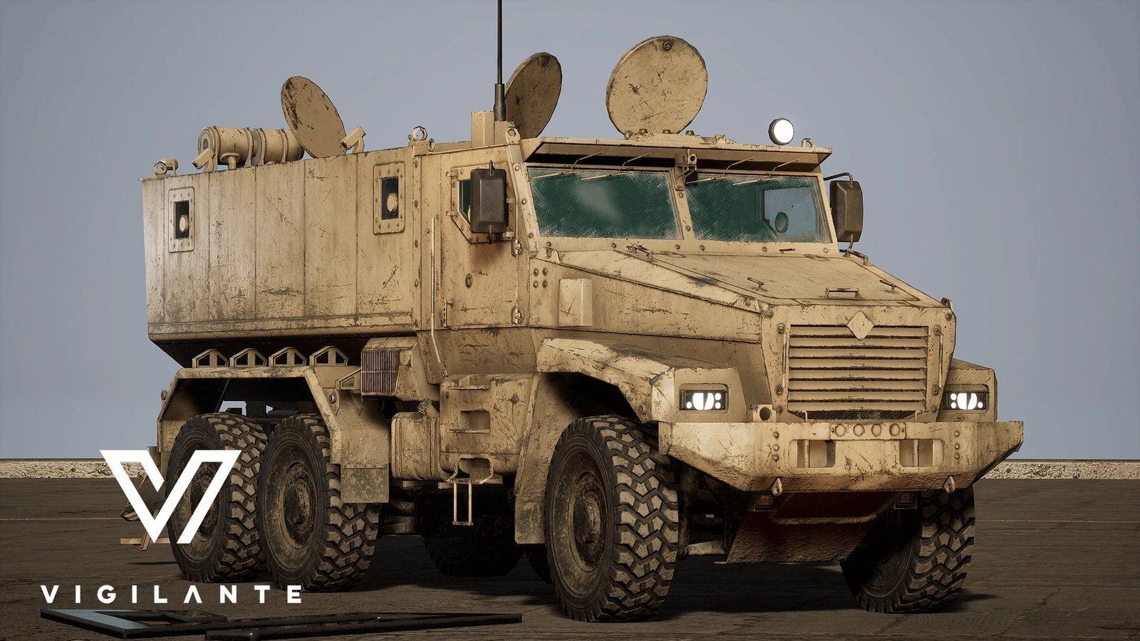 Military Vehicles virtual production standing set — angle 128 on the L.A. & ABQ Castle Studios stage
