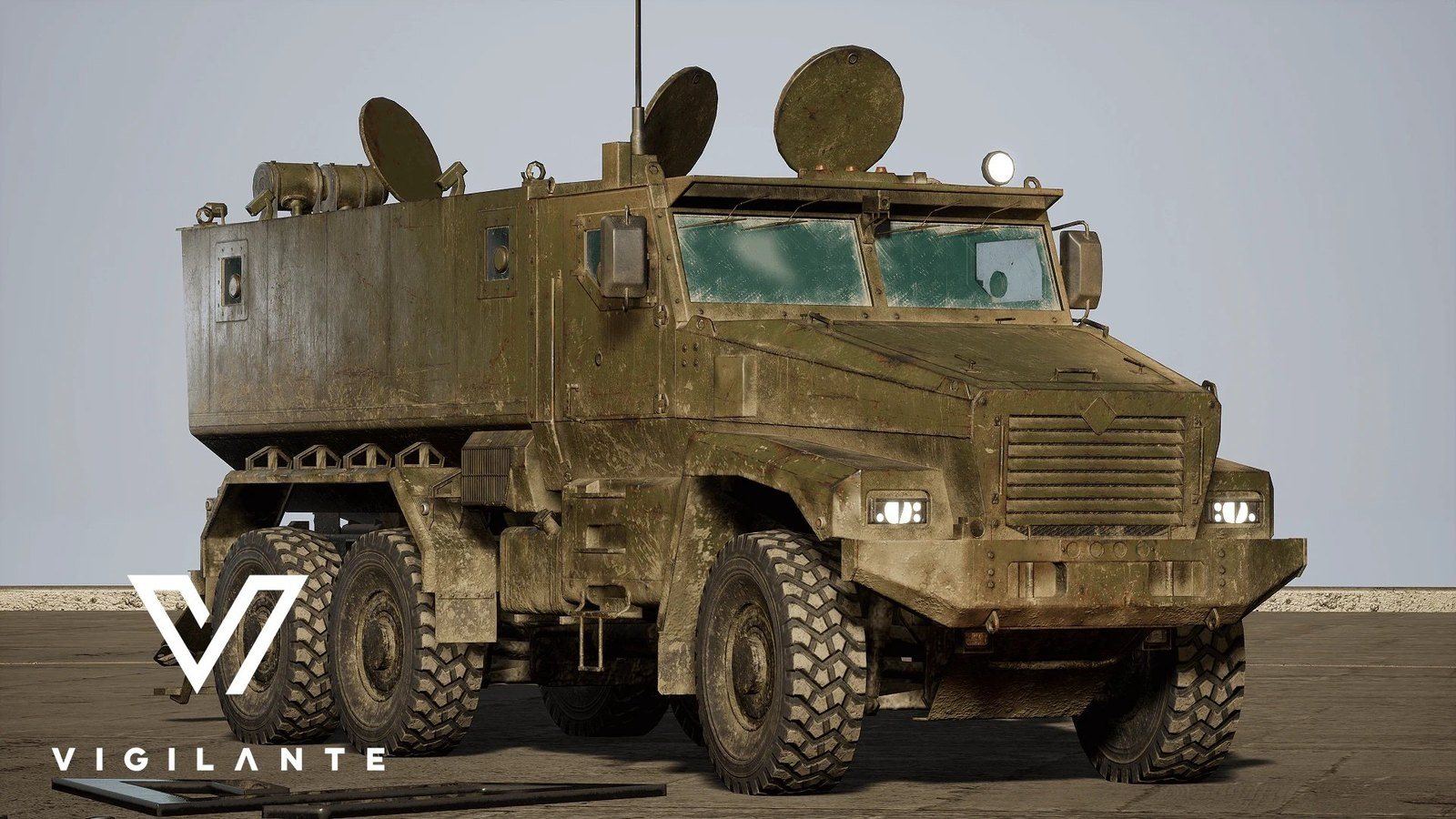Military Vehicles virtual production standing set — angle 129 on the L.A. & ABQ Castle Studios stage