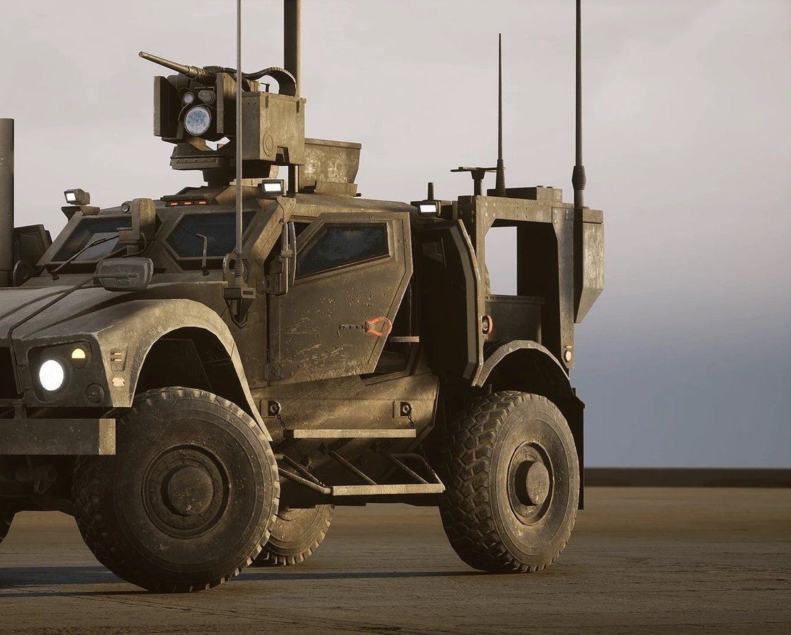 Military Vehicles virtual production standing set — angle 65 on the L.A. & ABQ Castle Studios stage