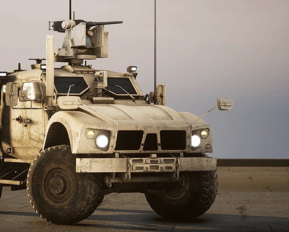 Military Vehicles virtual production standing set — angle 75 on the L.A. & ABQ Castle Studios stage