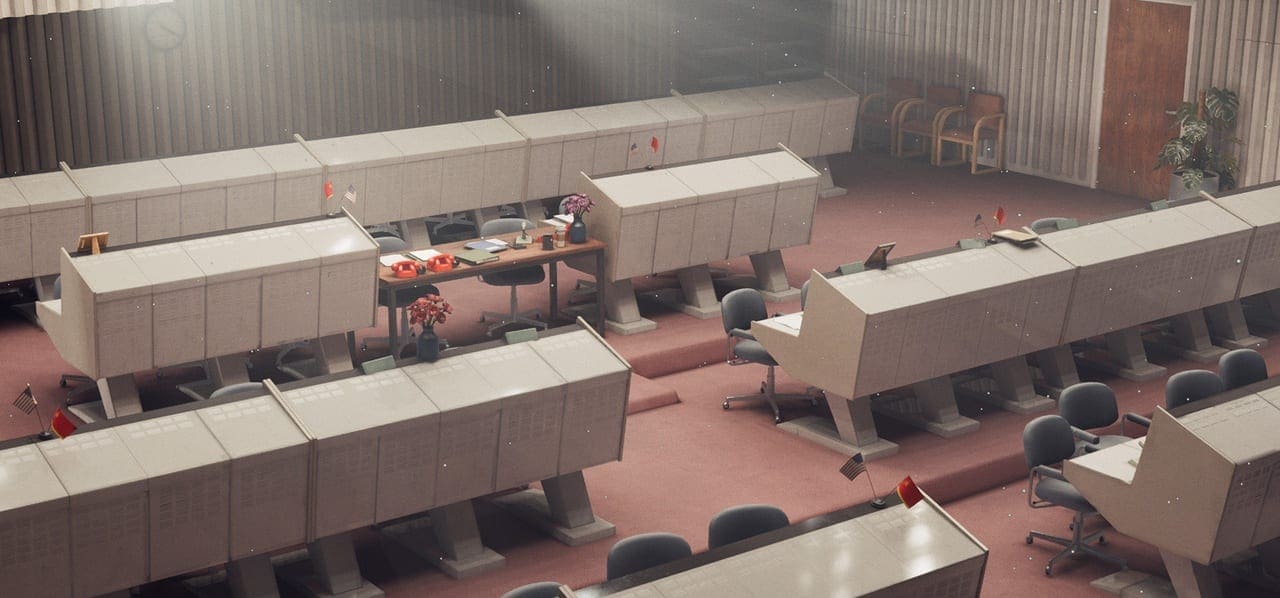Mission Control Room virtual production standing set — angle 6 on the L.A. & ABQ Castle Studios stage