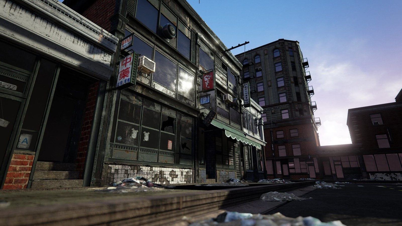 Modern City virtual production standing set — angle 2 on the L.A. & ABQ Castle Studios stage