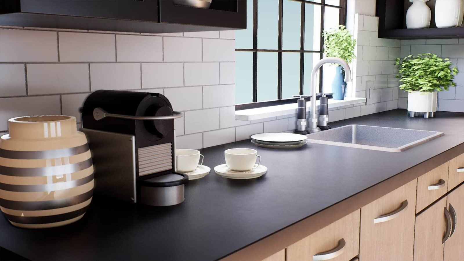 Modern Kitchen virtual production standing set — angle 6 on the L.A. & ABQ Castle Studios stage