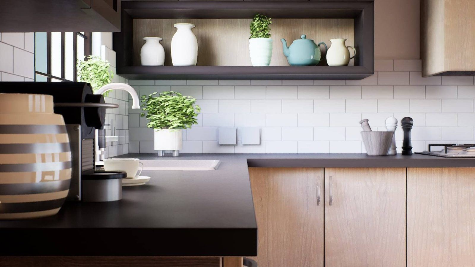 Modern Kitchen virtual production standing set — angle 7 on the L.A. & ABQ Castle Studios stage