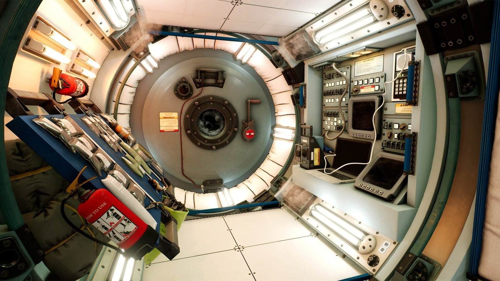 Modern Space Station Virtual Standing Film Set #3 virtual production standing set — angle 5 on the L.A. & ABQ Castle Studios stage