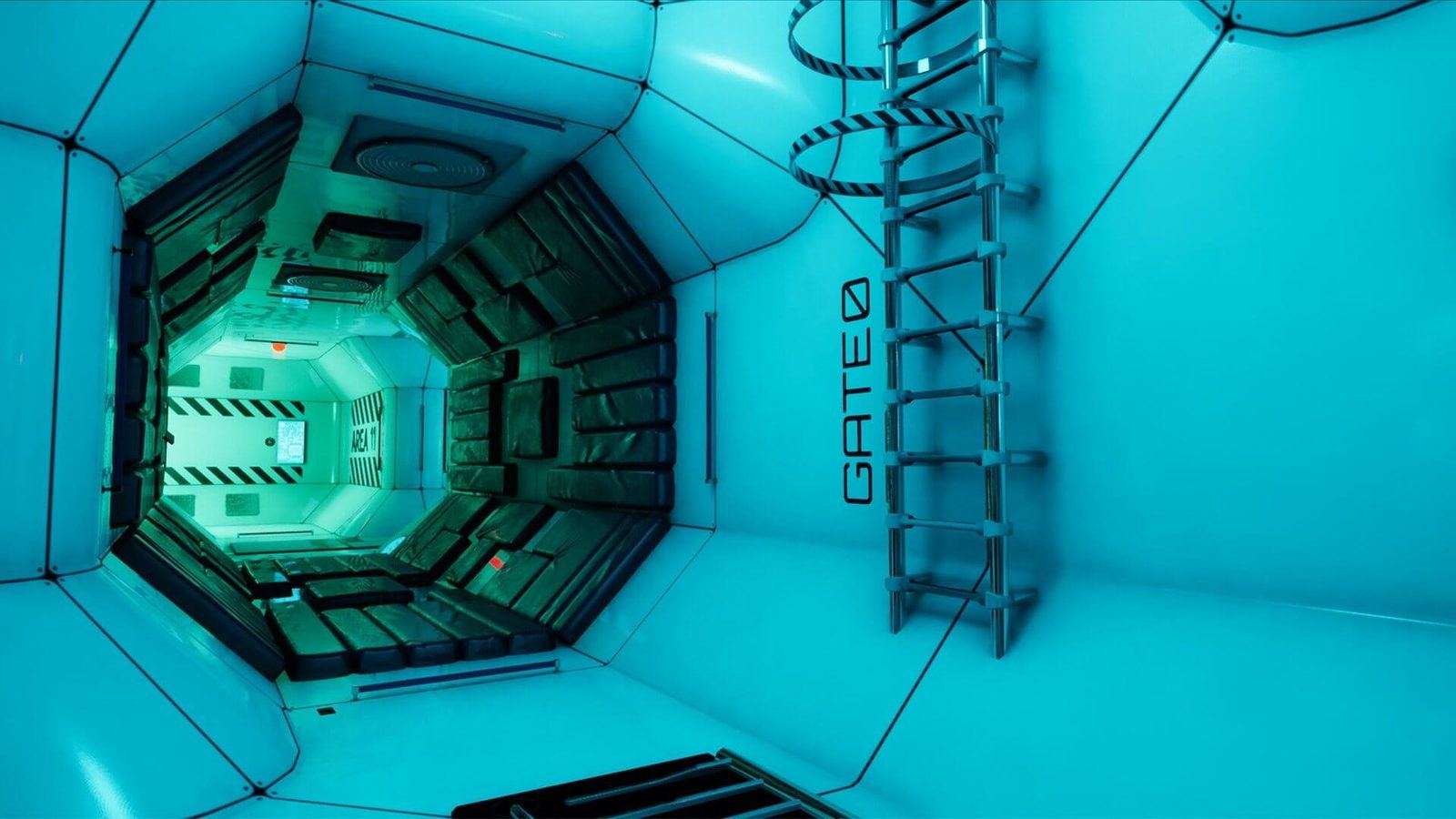 Modern Space Station Virtual Standing Film Set #2 virtual production standing set — angle 4 on the L.A. & ABQ Castle Studios stage