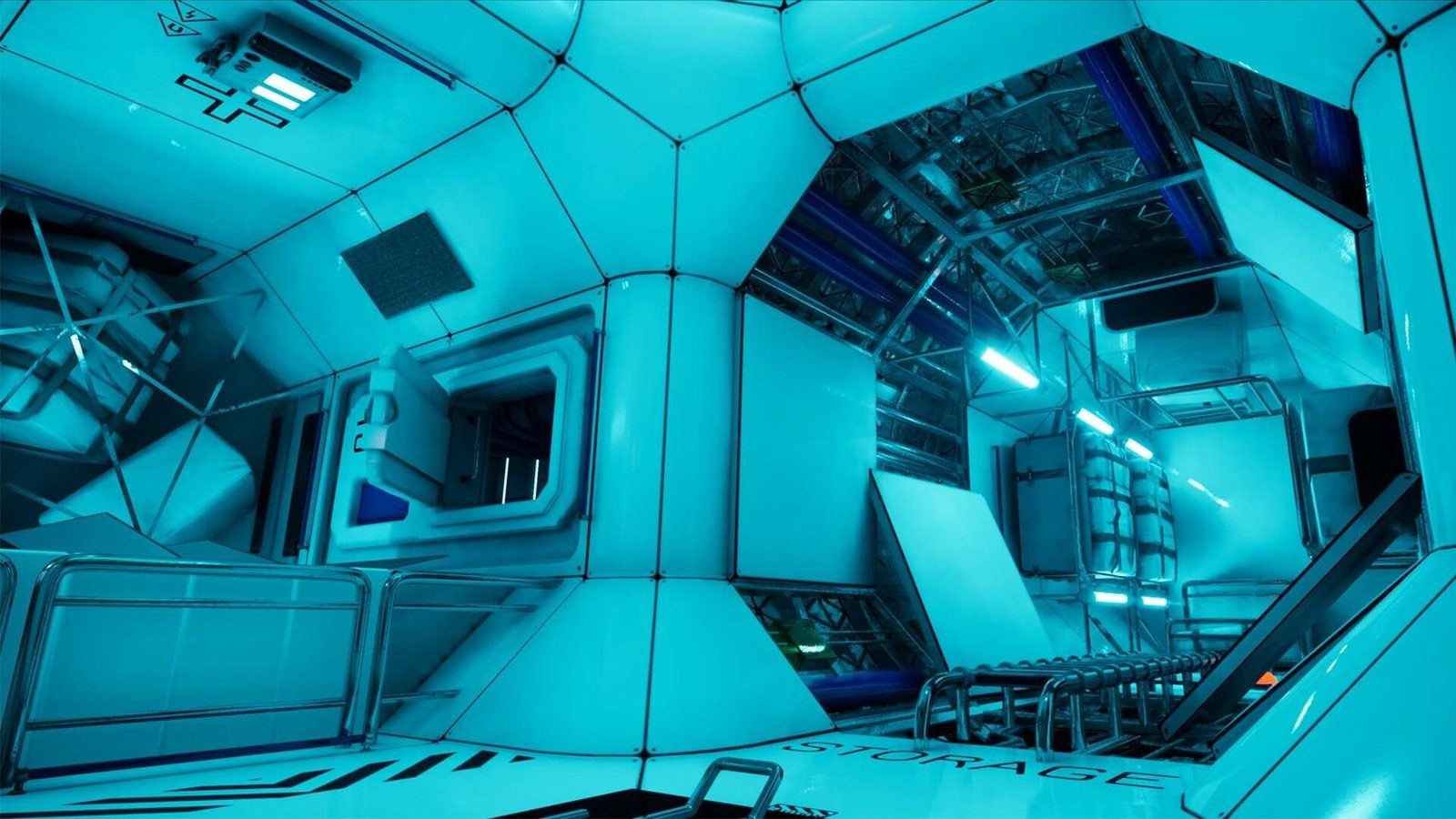 Modern Space Station Virtual Standing Film Set #2 virtual production standing set — angle 5 on the L.A. & ABQ Castle Studios stage
