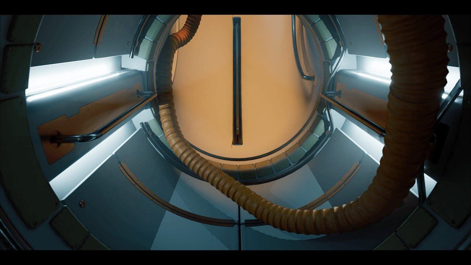 Modern Space Station virtual production standing set — angle 2 on the L.A. & ABQ Castle Studios stage