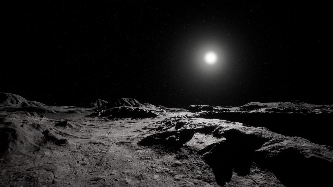 Moon Landscape virtual production standing set — angle 4 on the L.A. & ABQ Castle Studios stage