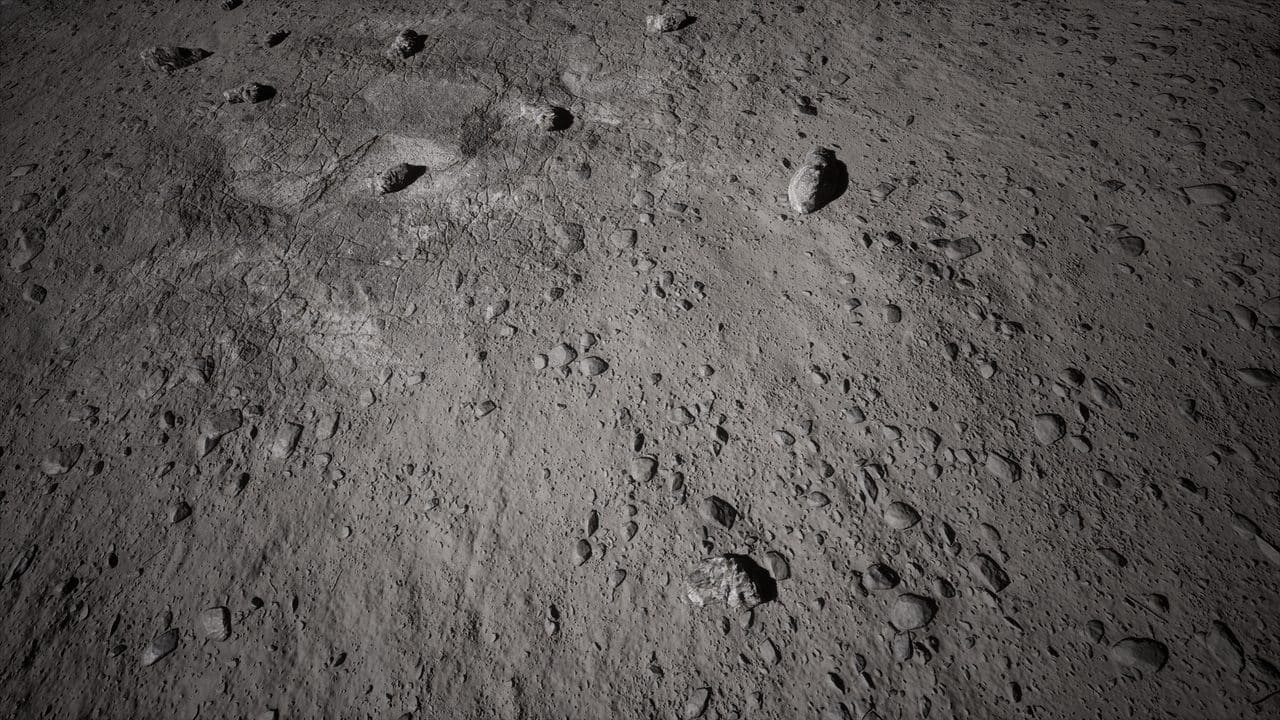 Moon Landscape virtual production standing set — angle 5 on the L.A. & ABQ Castle Studios stage