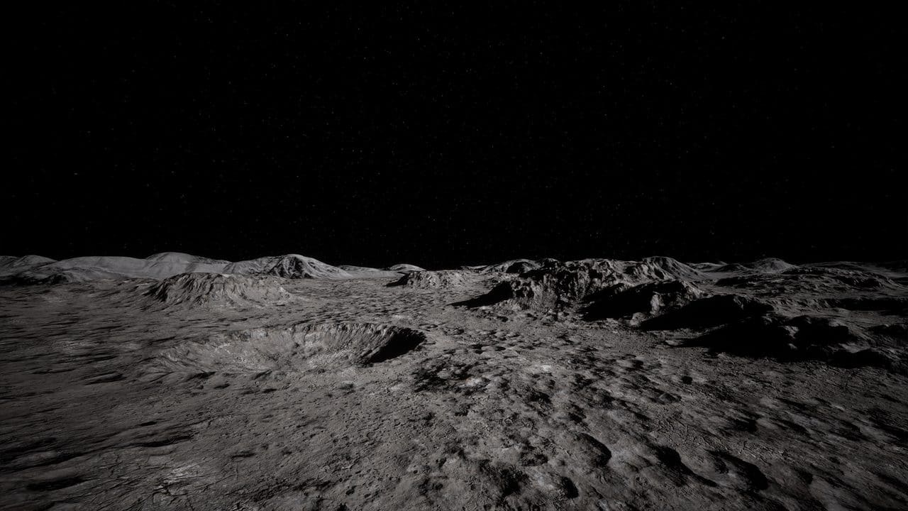 Moon Landscape virtual production standing set — angle 7 on the L.A. & ABQ Castle Studios stage