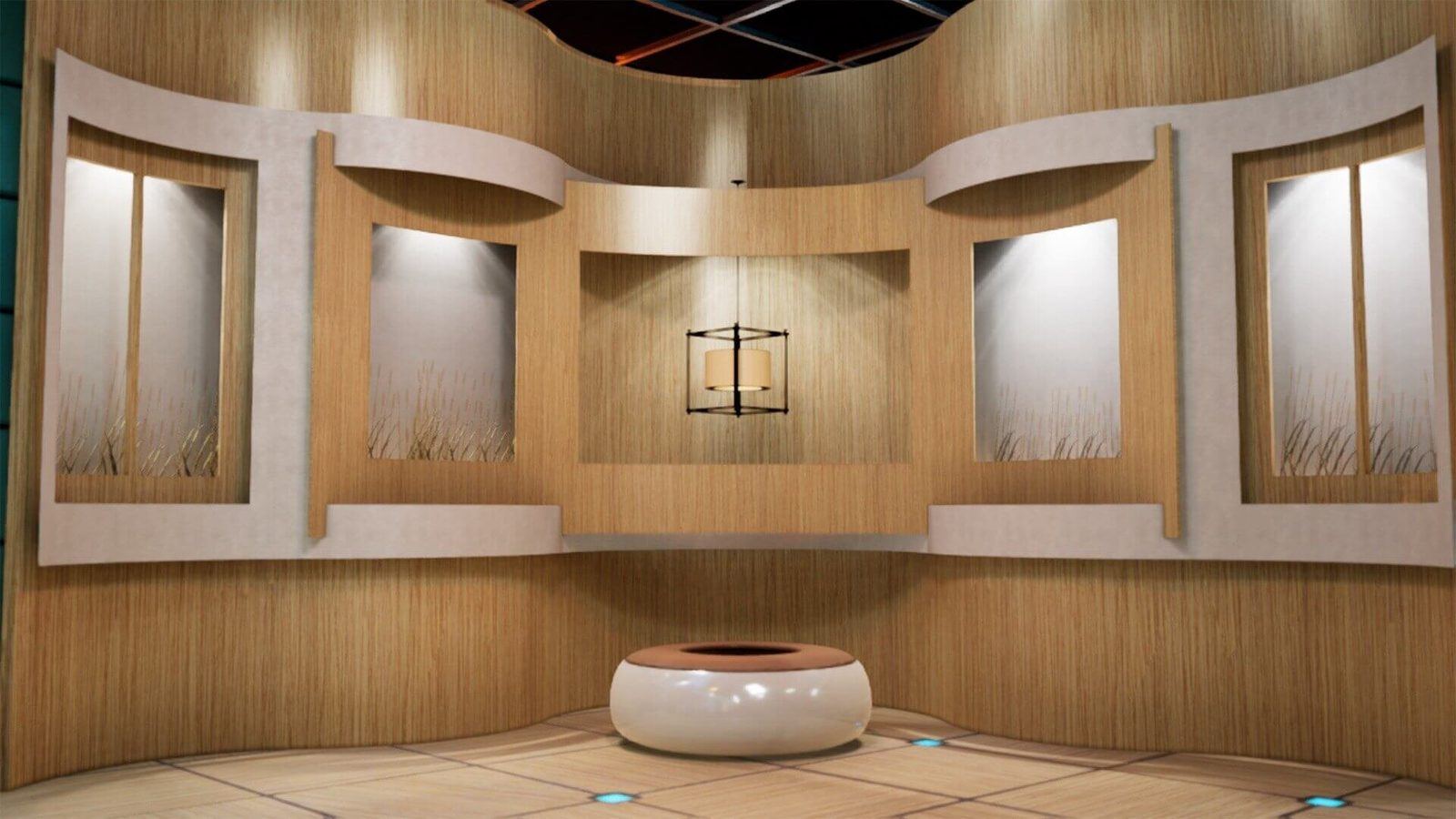 Morning Show Talk Show virtual production standing set — angle 7 on the L.A. & ABQ Castle Studios stage
