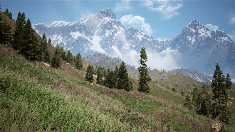 Mountain and Forest virtual production standing set — angle 3 on the L.A. & ABQ Castle Studios stage