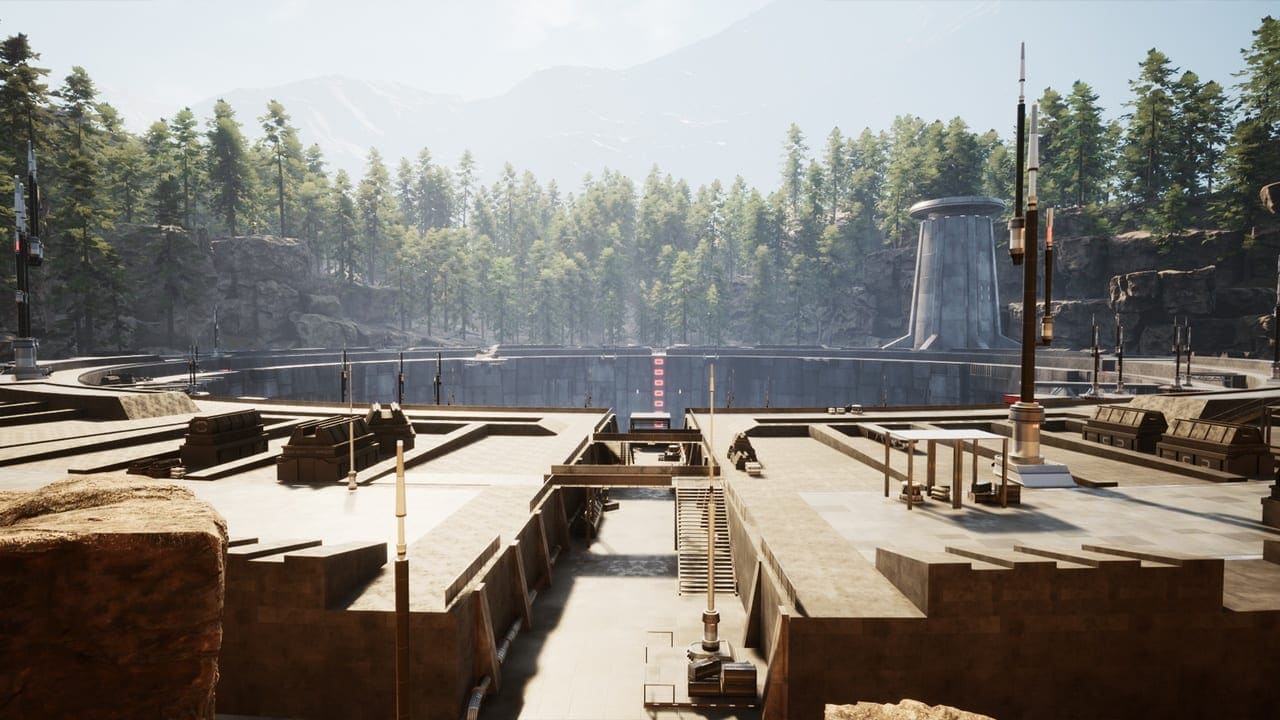Mountain Military Base virtual production standing set — angle 4 on the L.A. & ABQ Castle Studios stage