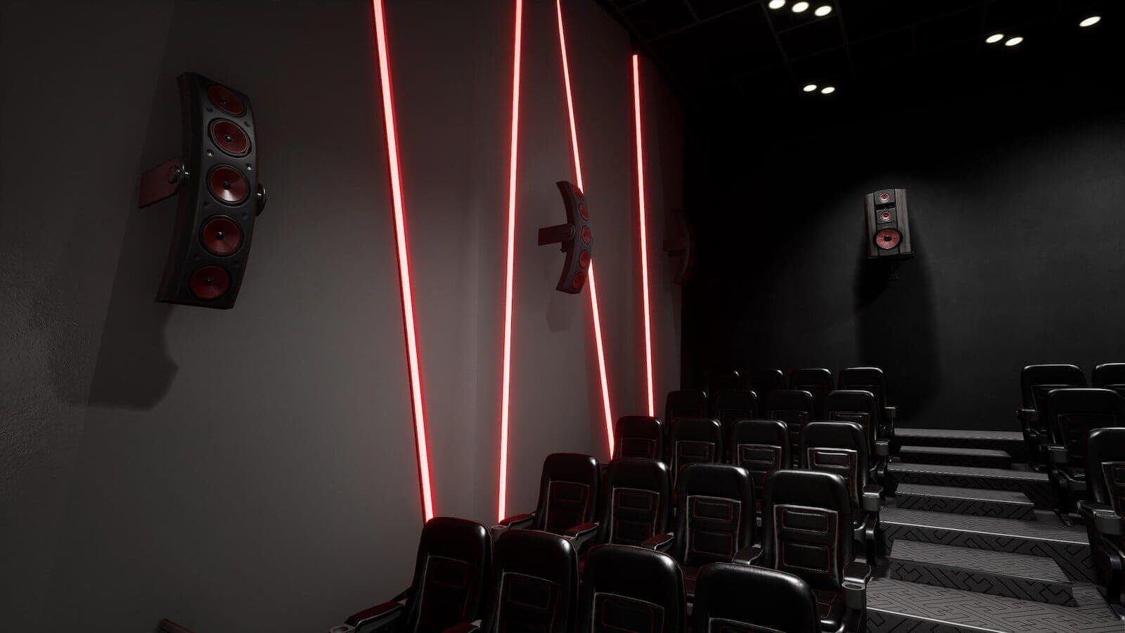 Movie Theatre virtual production standing set — angle 2 on the L.A. & ABQ Castle Studios stage