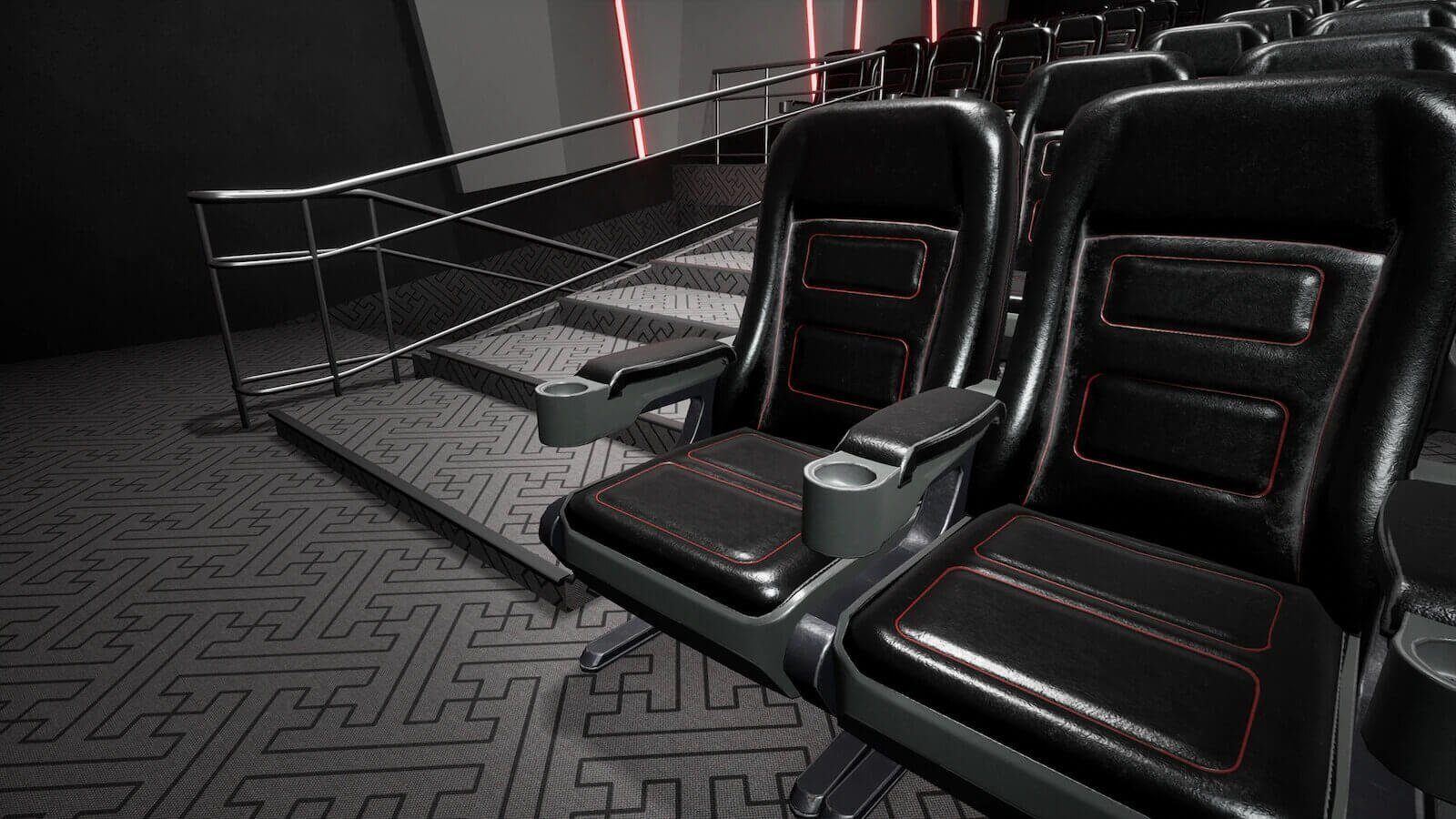 Movie Theatre virtual production standing set — angle 3 on the L.A. & ABQ Castle Studios stage
