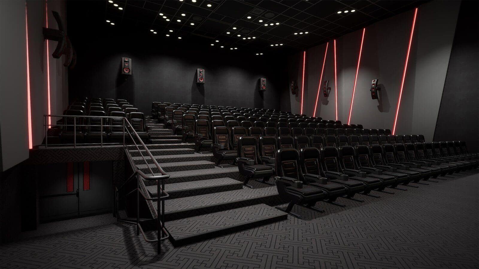 Movie Theatre virtual production standing set — angle 7 on the L.A. & ABQ Castle Studios stage