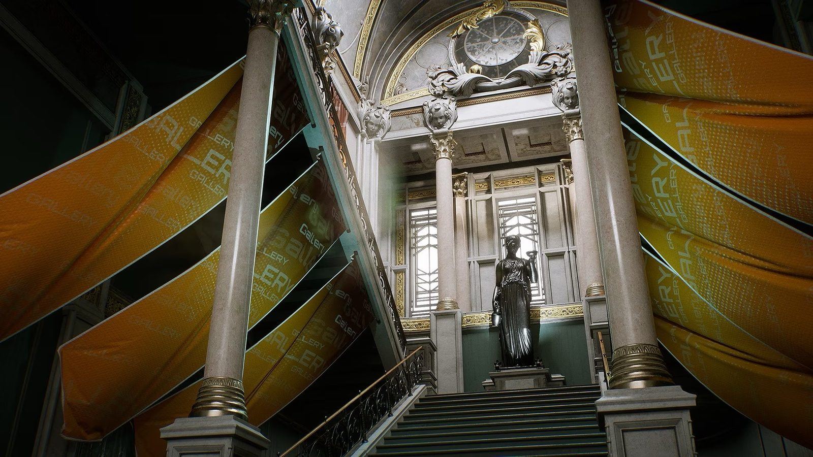 Museum virtual production standing set — angle 7 on the L.A. & ABQ Castle Studios stage