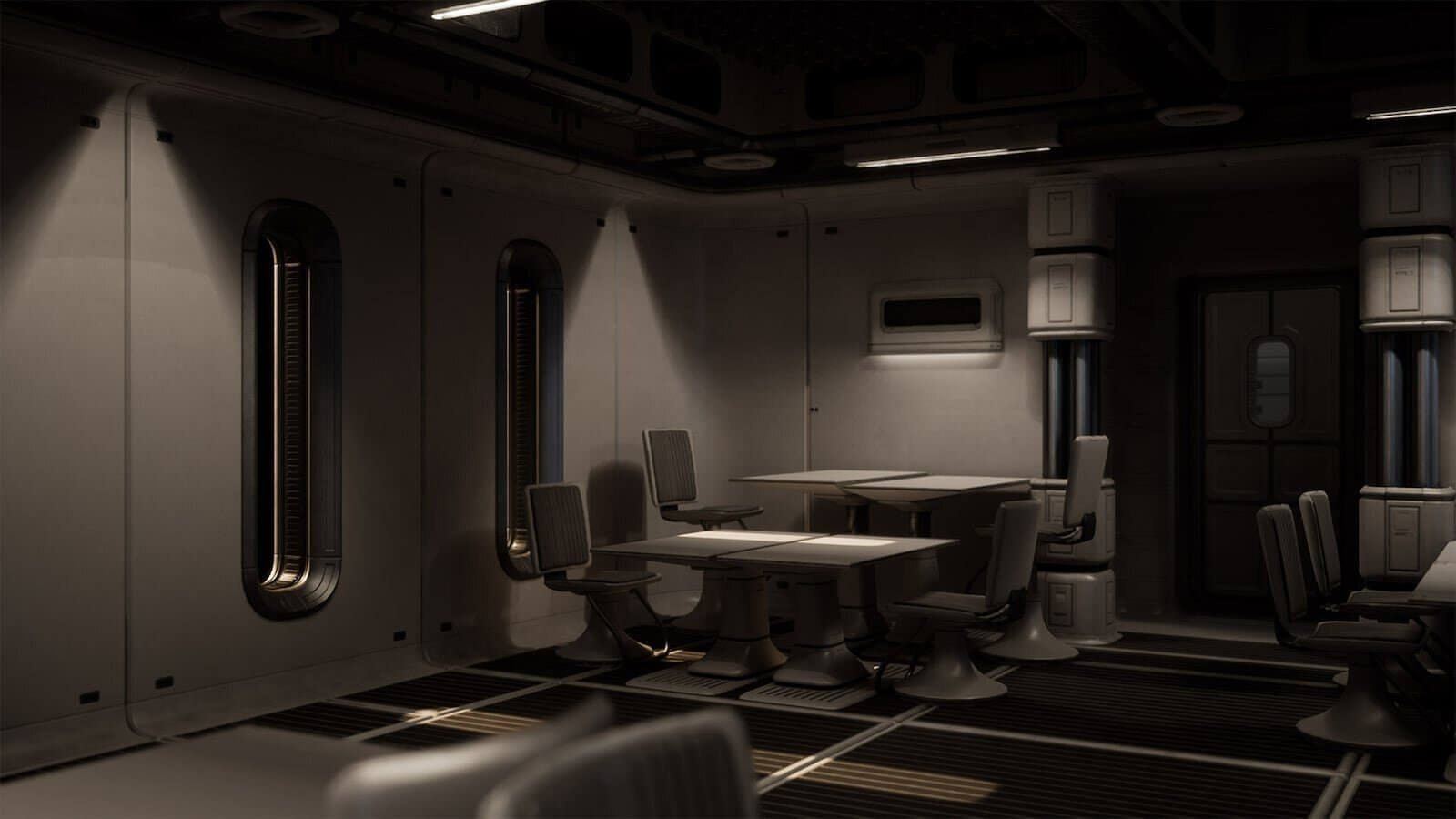 Near Earth Space Station virtual production standing set — angle 11 on the L.A. & ABQ Castle Studios stage