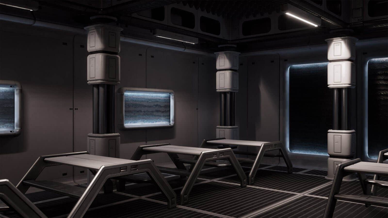 Near Earth Space Station virtual production standing set — angle 5 on the L.A. & ABQ Castle Studios stage
