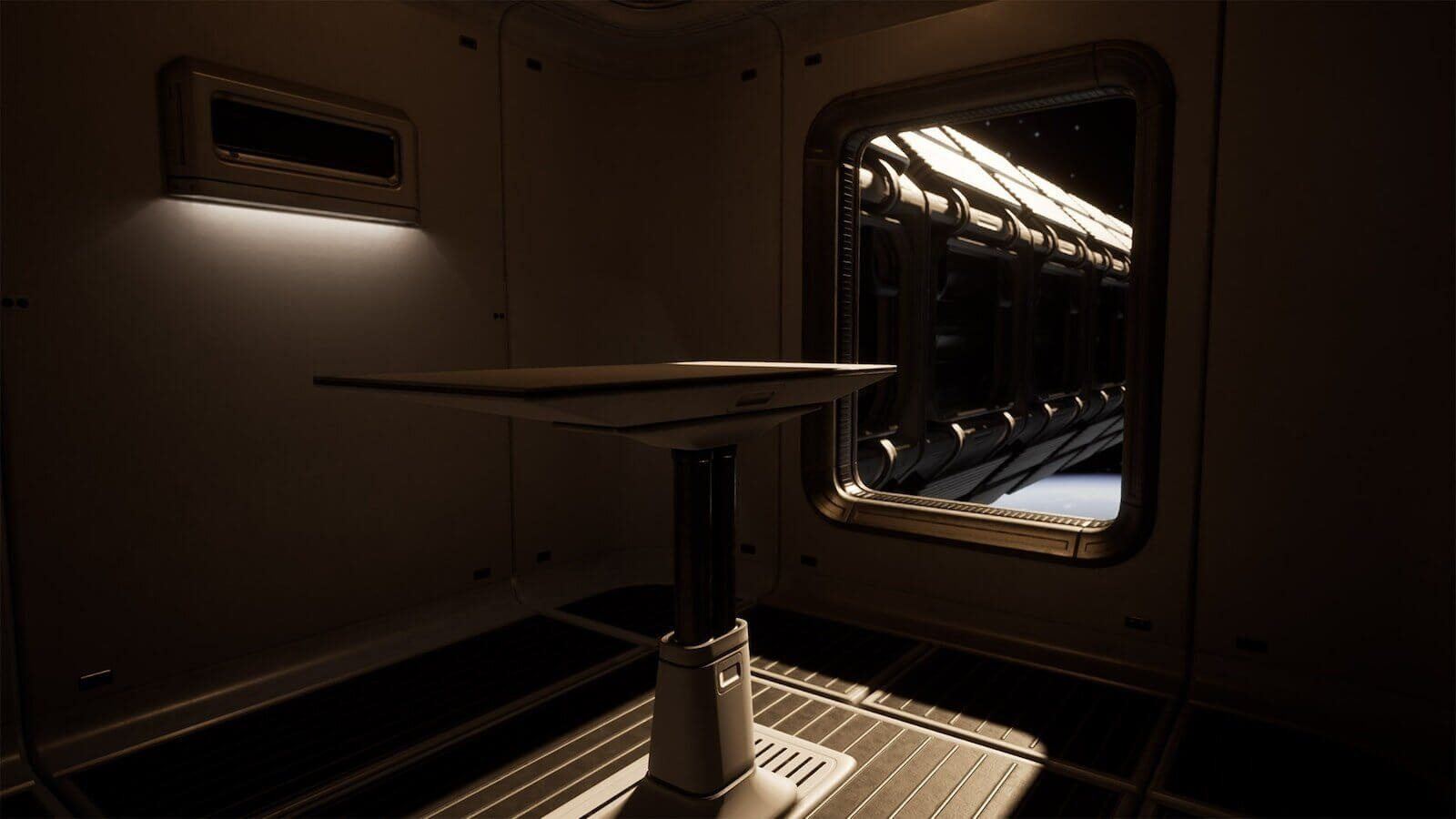 Near Earth Space Station virtual production standing set — angle 10 on the L.A. & ABQ Castle Studios stage