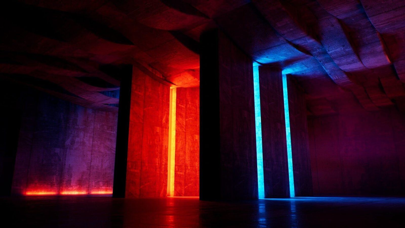 Neon virtual production standing set — angle 2 on the L.A. & ABQ Castle Studios stage