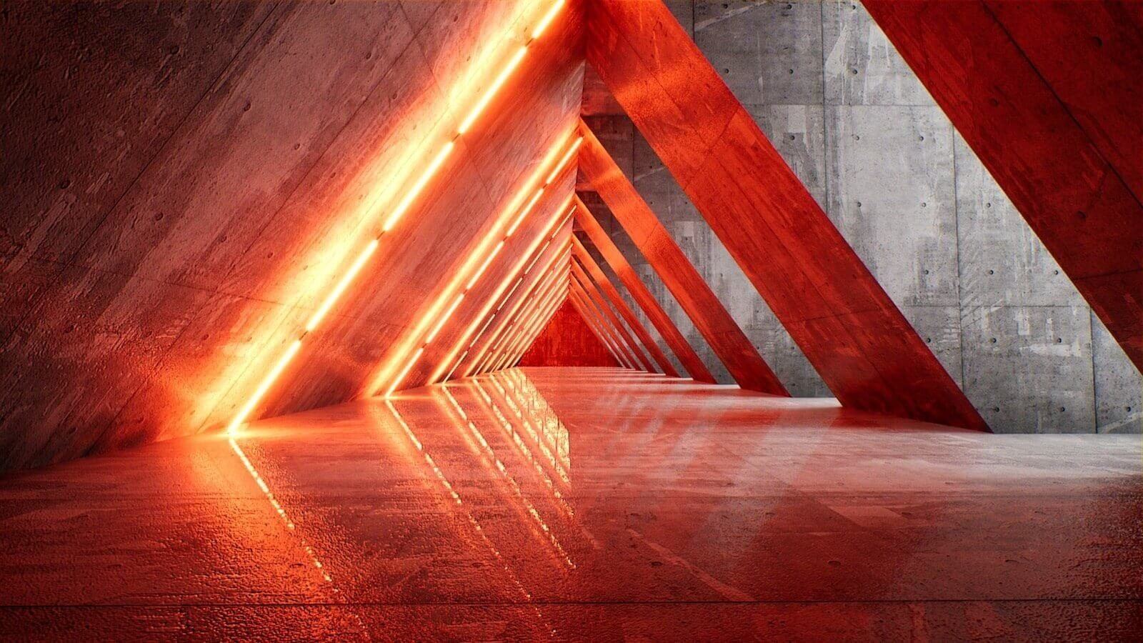 Neon virtual production standing set — angle 13 on the L.A. & ABQ Castle Studios stage