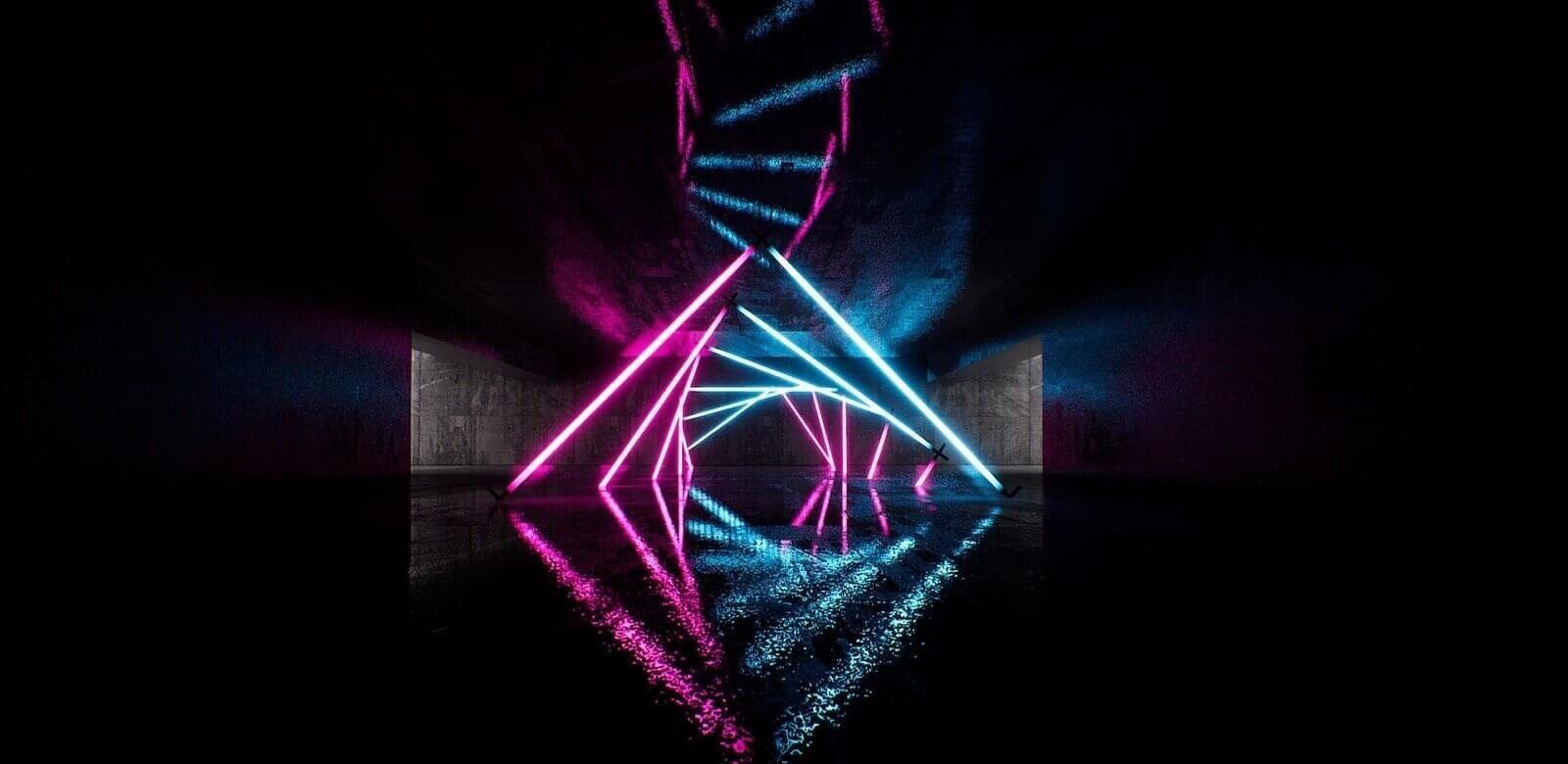 Neon virtual production standing set — angle 16 on the L.A. & ABQ Castle Studios stage