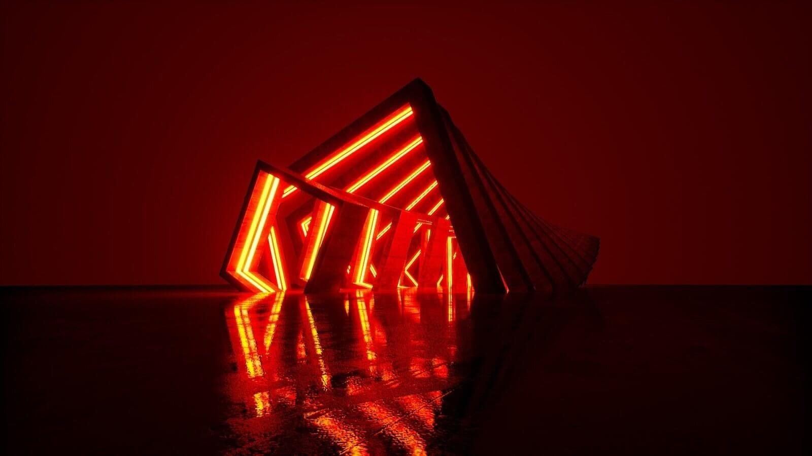 Neon virtual production standing set — angle 17 on the L.A. & ABQ Castle Studios stage